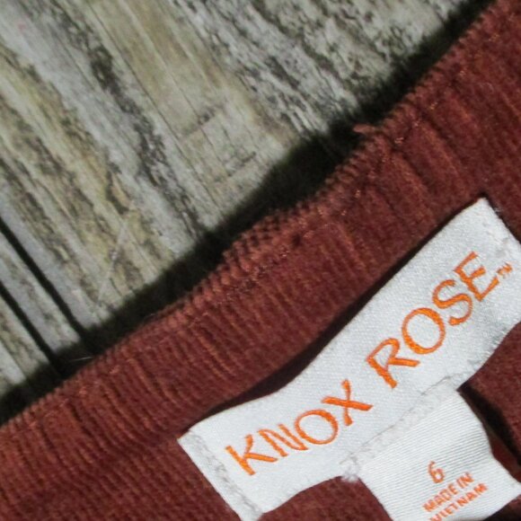 Knox Rose Womens Wide Leg Corduroy Pants Rusty Brown Sz 6 Grunge Hippie Boho - Picture 3 of 11